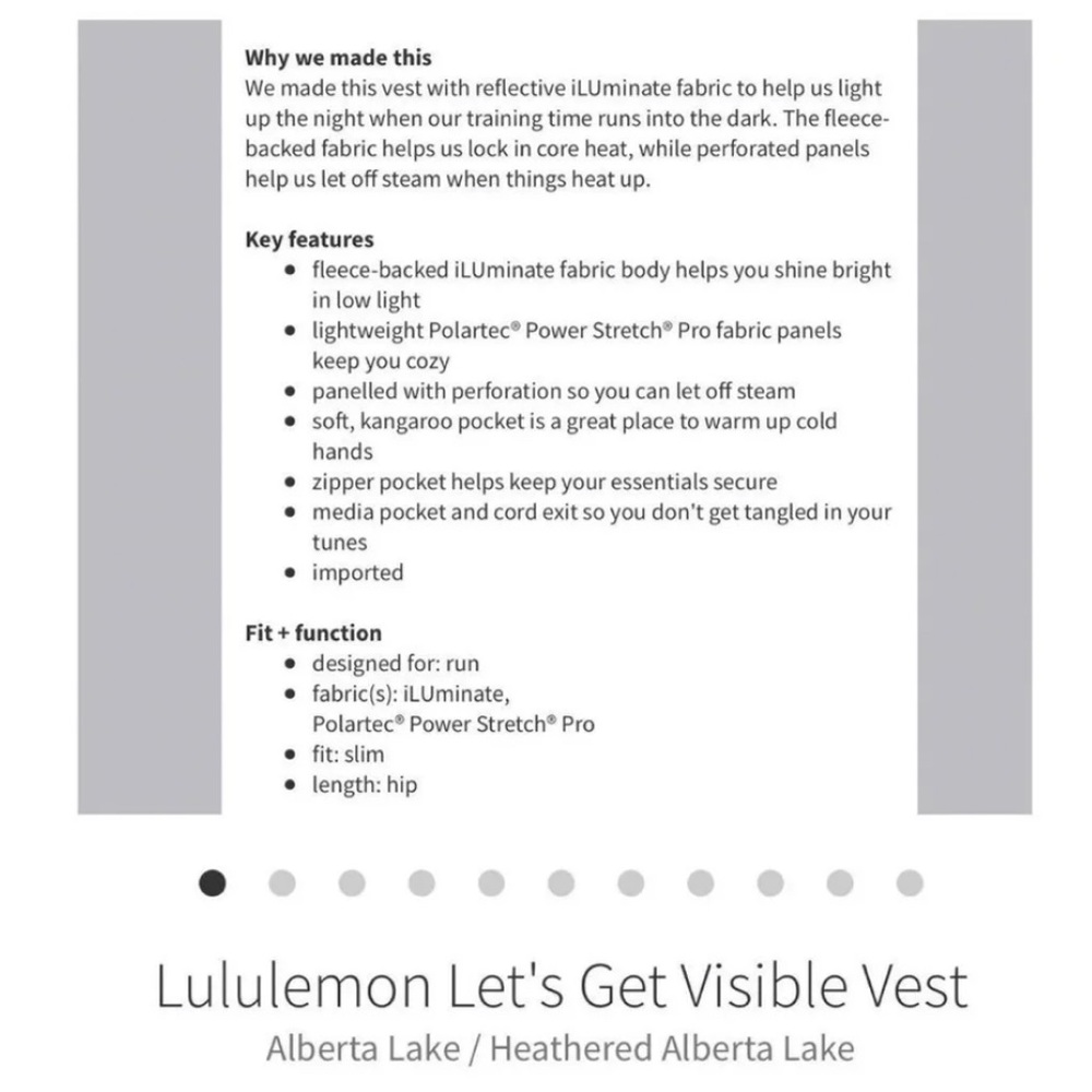 Lululemon Let’s Get Visible Reflective Vest. Dark Teal. Sz 8 - Picture 2 of 12